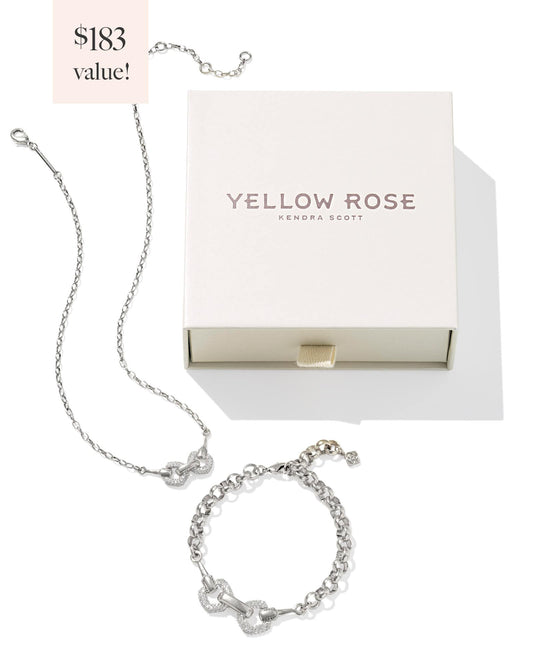 Beau Vintage Silver & Gold Pave Gift Set of 2 in White CZ