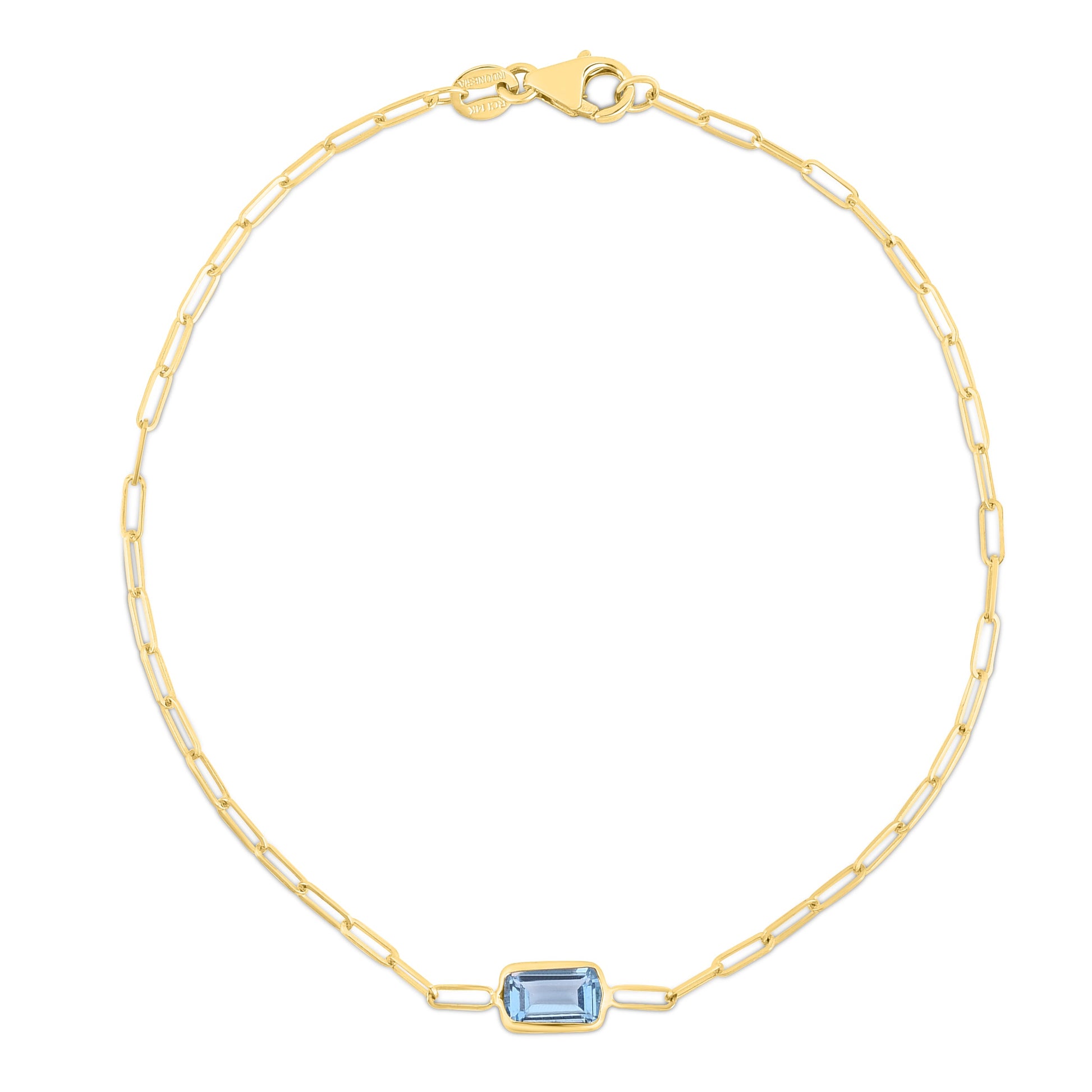 Royal Chain 14K Blue Topaz Paperclip Bracelet C15550