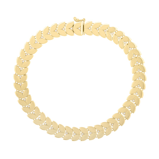 Royal Chain 14K Diamond Laurel Leaf Bracelet C16014