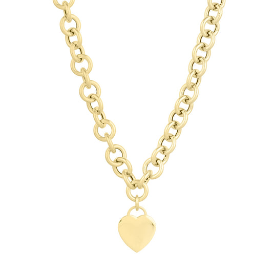 Royal Chain 14K Heart Tag & Rolo Link Necklace C16071