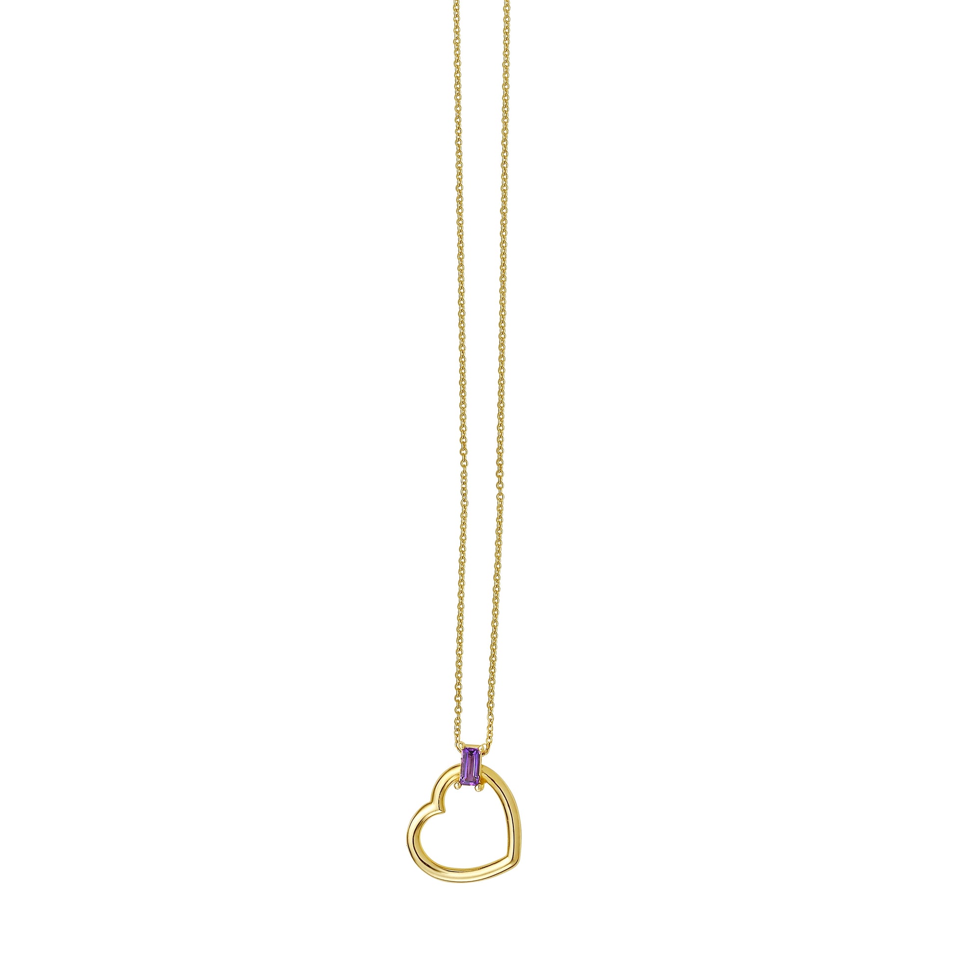 Royal Chain 14K Baguette Gemstone Heart Necklace C16231