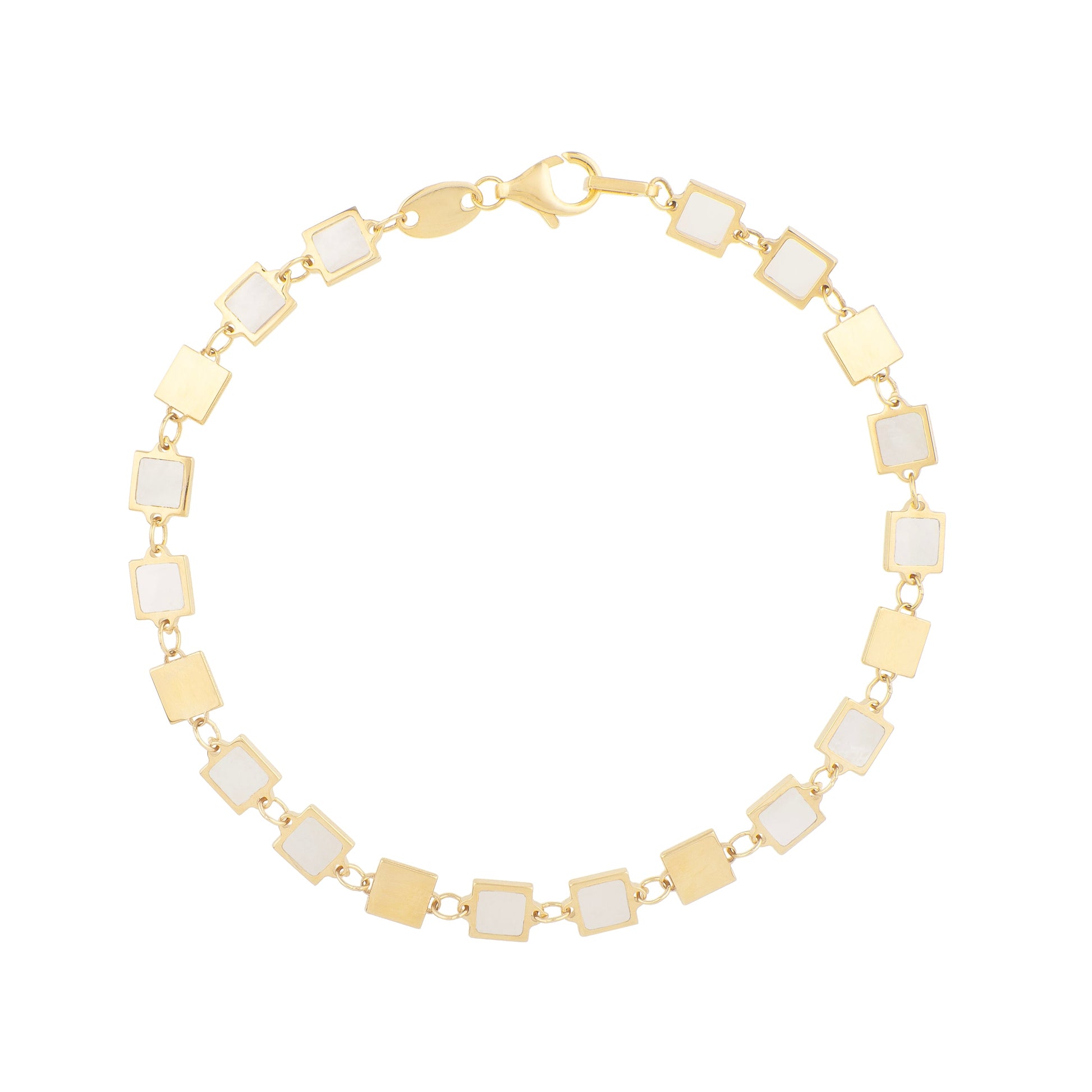 Royal Chain 14K MOP Geometric Mirror Gem Chain Bracelet C16910