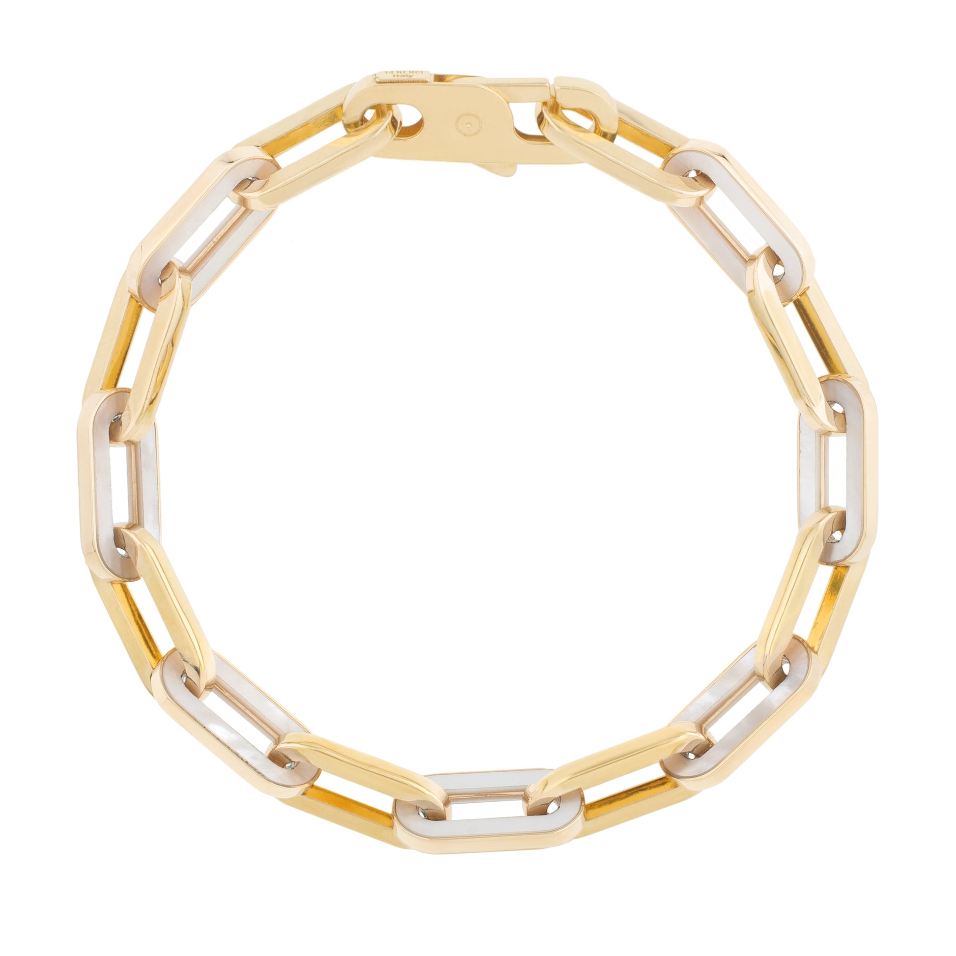 Royal Chain 14K MOP Paperclip Gem Link Bracelet C16916