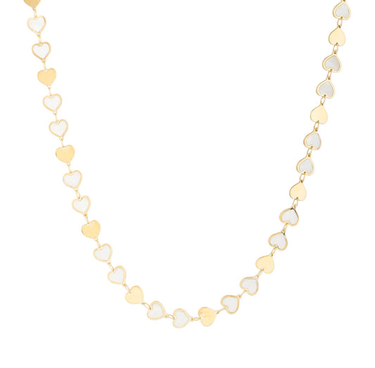 Royal Chain 14K MOP Heart Mirror Gem Chain Necklace C16931