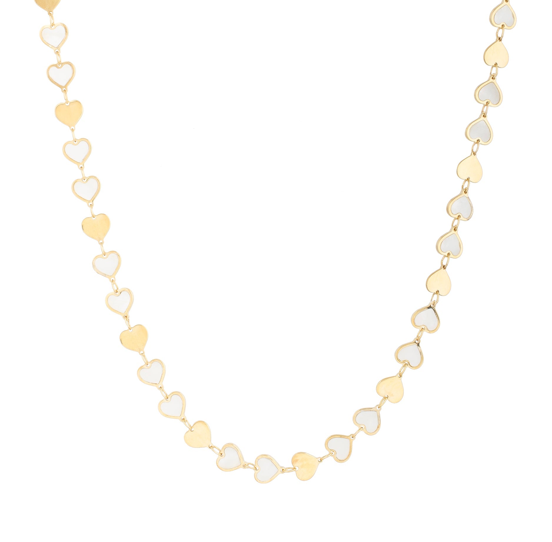 Royal Chain 14K MOP Heart Mirror Gem Chain Bracelet C16931