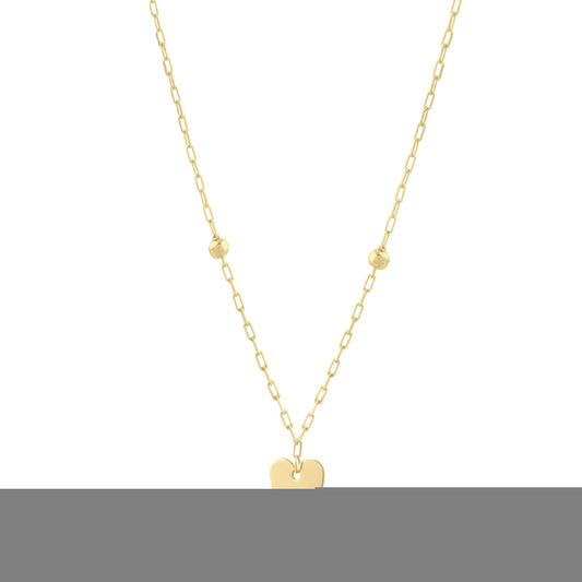 Royal Chain 14K Elongated Heart & Bead Station Necklace C17052