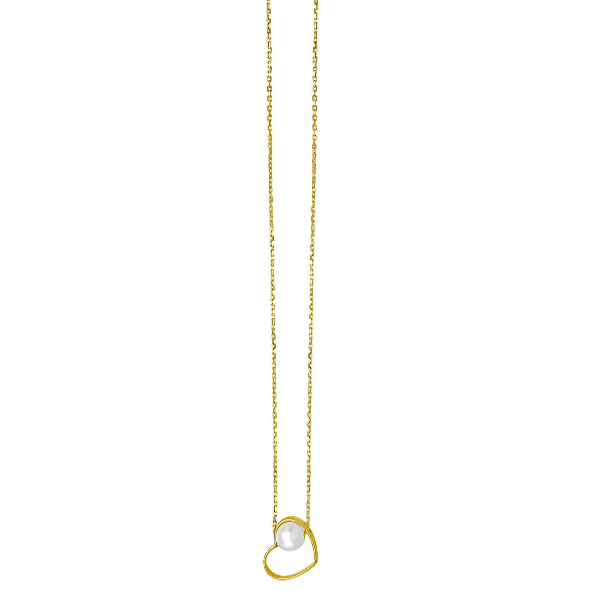 Royal Chain 14K Open Heart and Pearl Necklace C17061