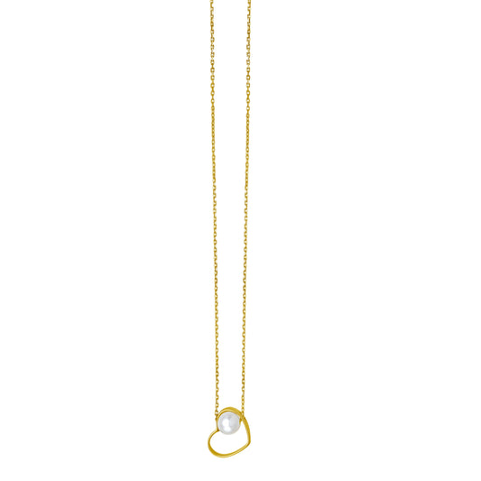 Royal Chain 14K Open Heart and Pearl Necklace C17061