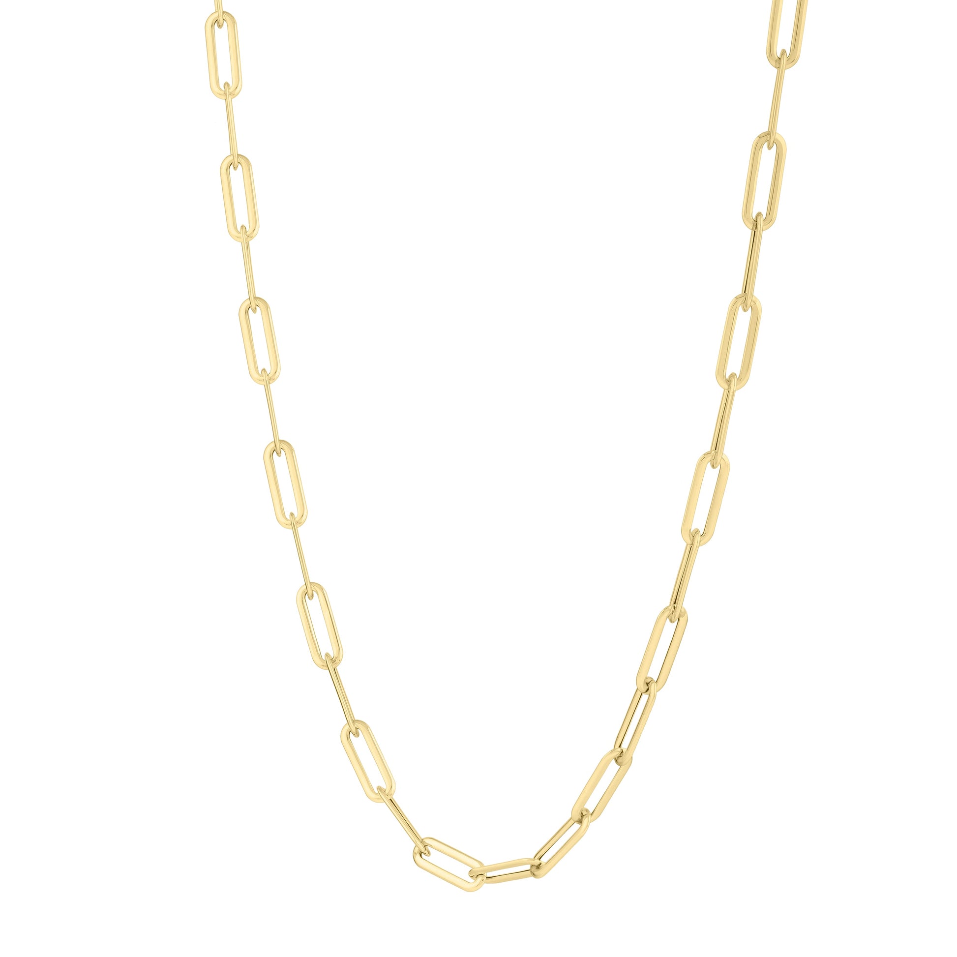 Royal Chain 14K Long Domed Paperclip Necklace C17246