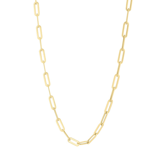 Royal Chain 14K Long Domed Paperclip Necklace C17246