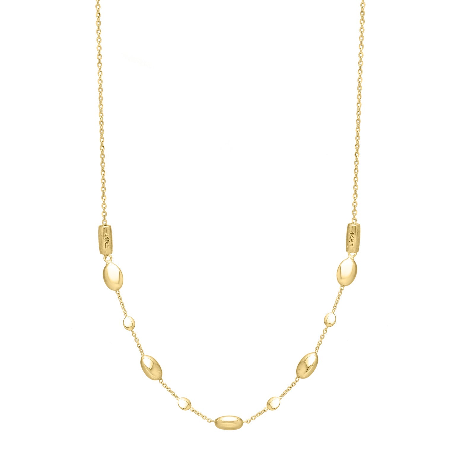 Royal Chain 14K Adjustable Puff Pebble Necklace C17324