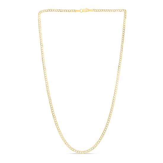 14K Gold 2.6mm White Pave Curb Chain