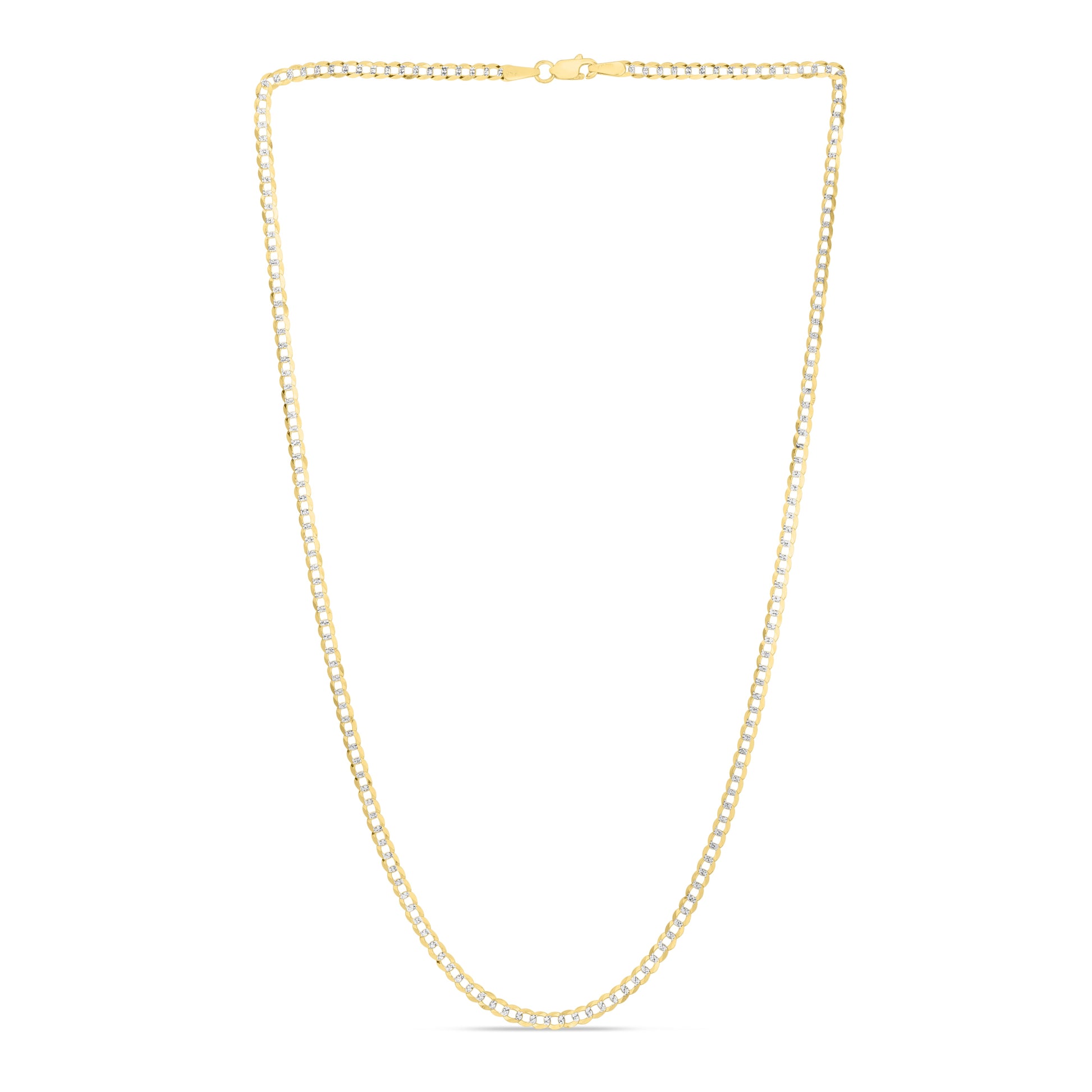 Royal Chain 14K Gold 2.6mm White Pave Curb Chain CPC060