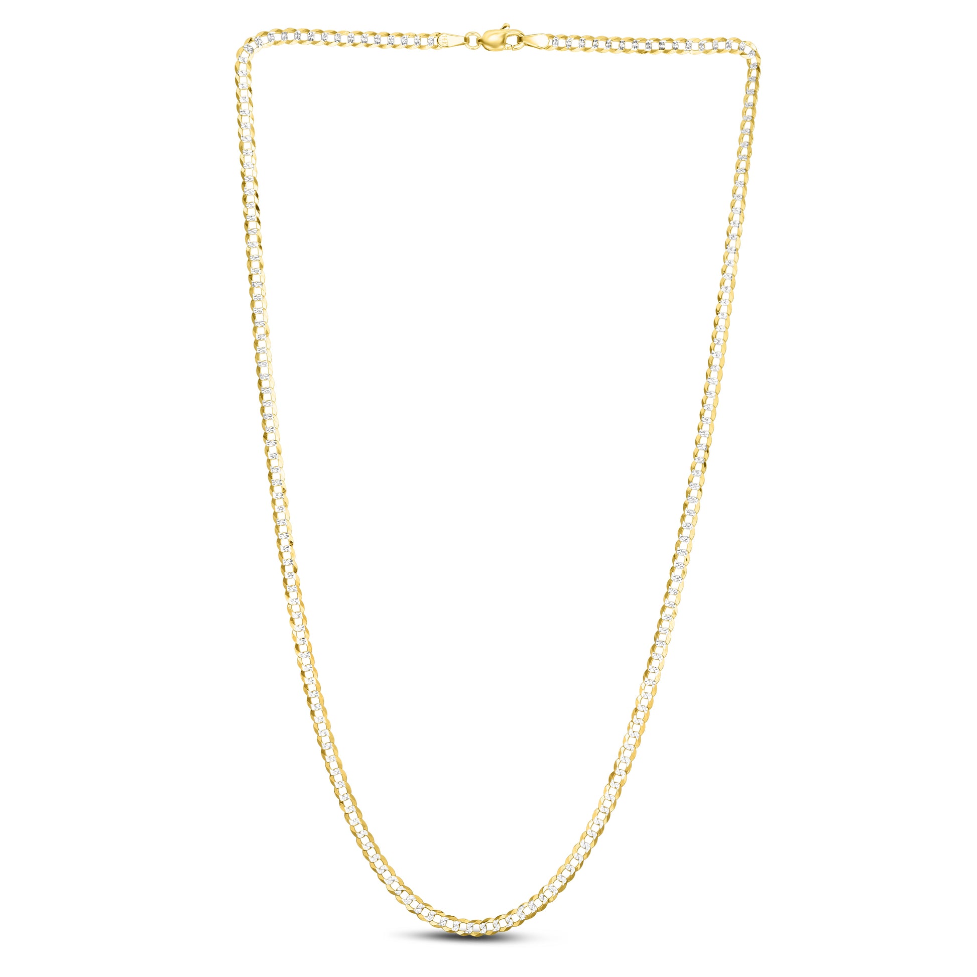 Royal Chain 14K Gold 3.2mm White Pave Curb Chain CPC080