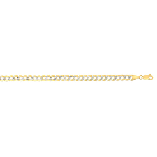 14K Gold 3.6mm White Pave Curb Chain