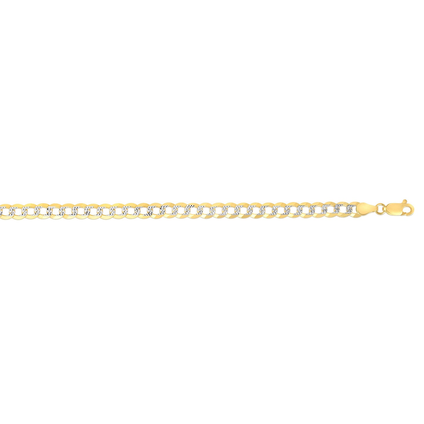 14K Gold 3.6mm White Pave Curb Chain
