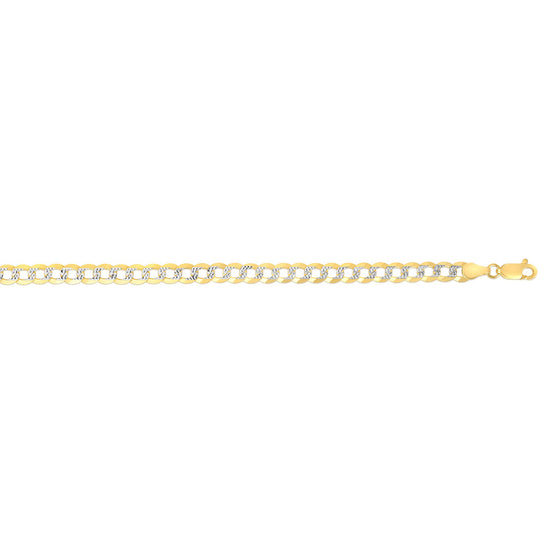 14K Gold 3.6mm White Pave Curb Chain