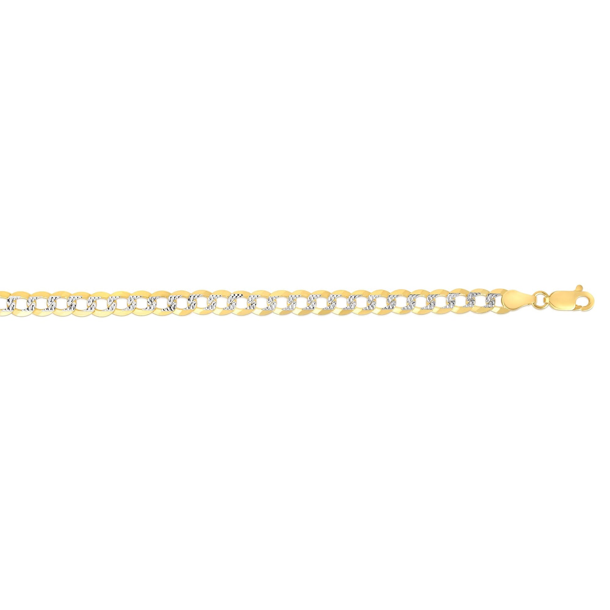 Royal Chain 14K Gold 7mm White Pave Curb Chain CPC180