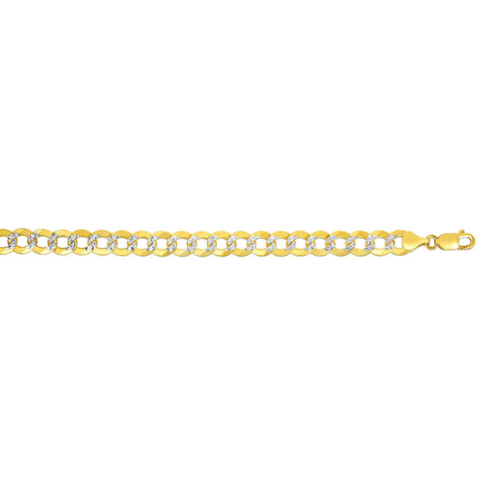 14K Gold 8.3mm White Pave Curb Chain