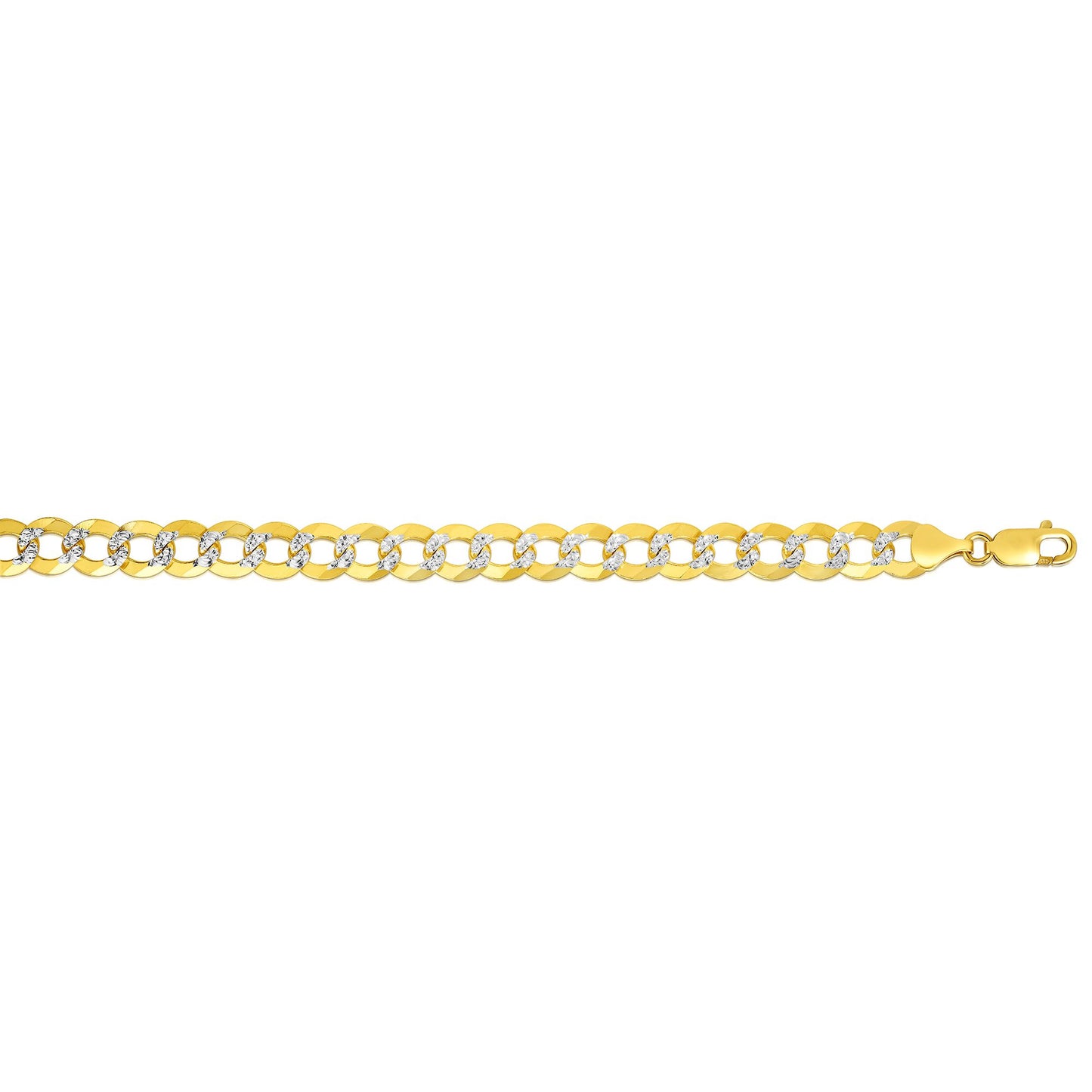 14K Gold 9.7mm White Pave Curb Chain