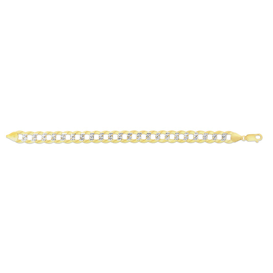 14K Gold 11.23mm White Pave Curb Chain