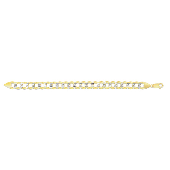 14K Gold 11.23mm White Pave Curb Chain