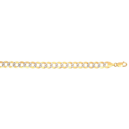 14K Gold 12.18mm White Pave Curb Chain