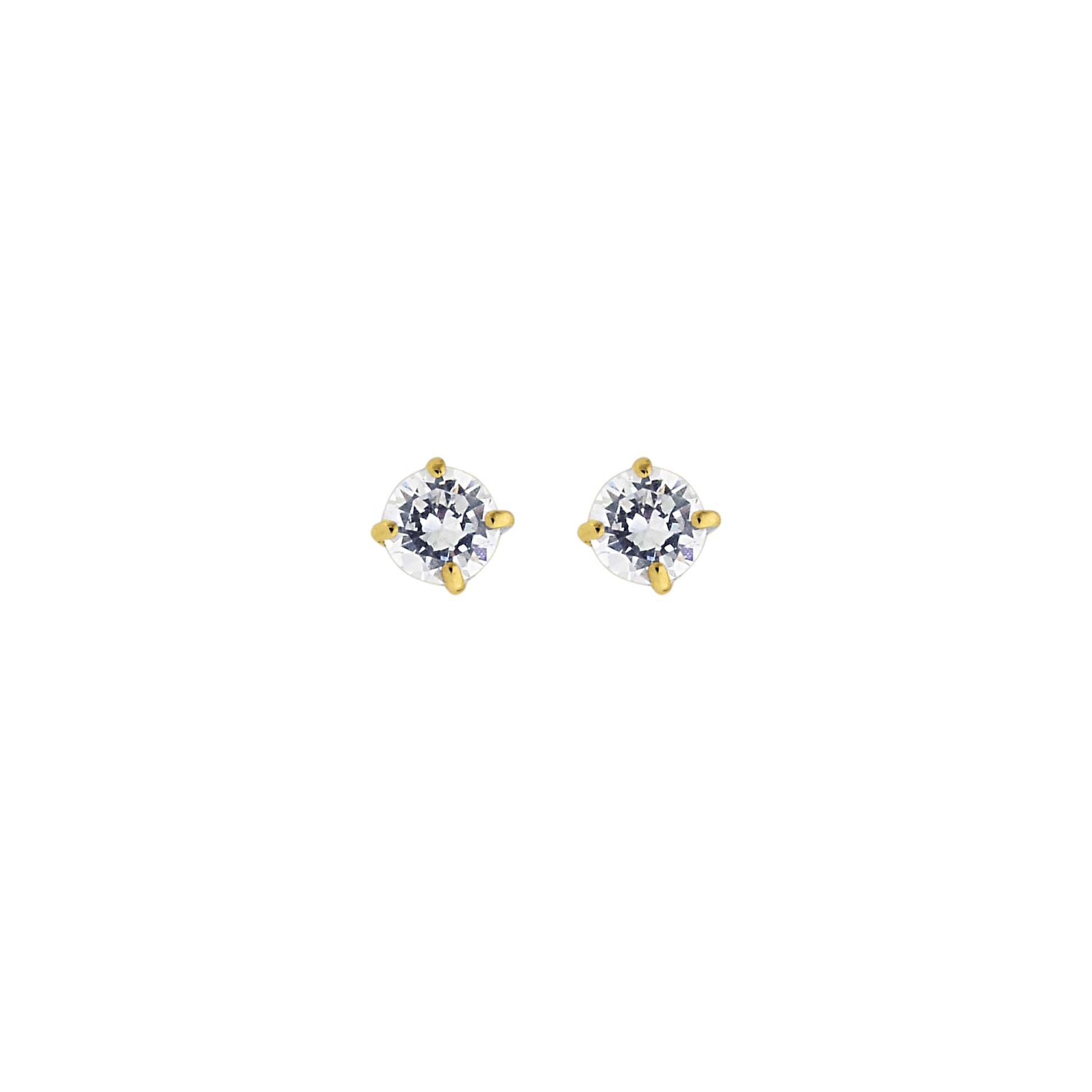 Royal Chain 14K Gold 4mm Round CZ Stud Earring CZ104