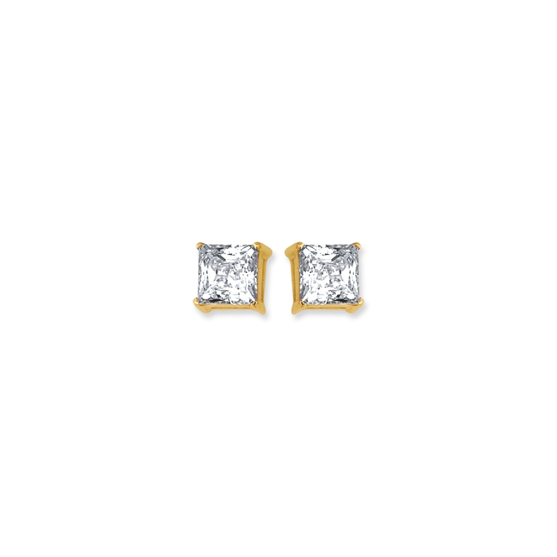 Royal Chain 14K Gold 5mm Princess Cut CZ Stud Earring CZ10