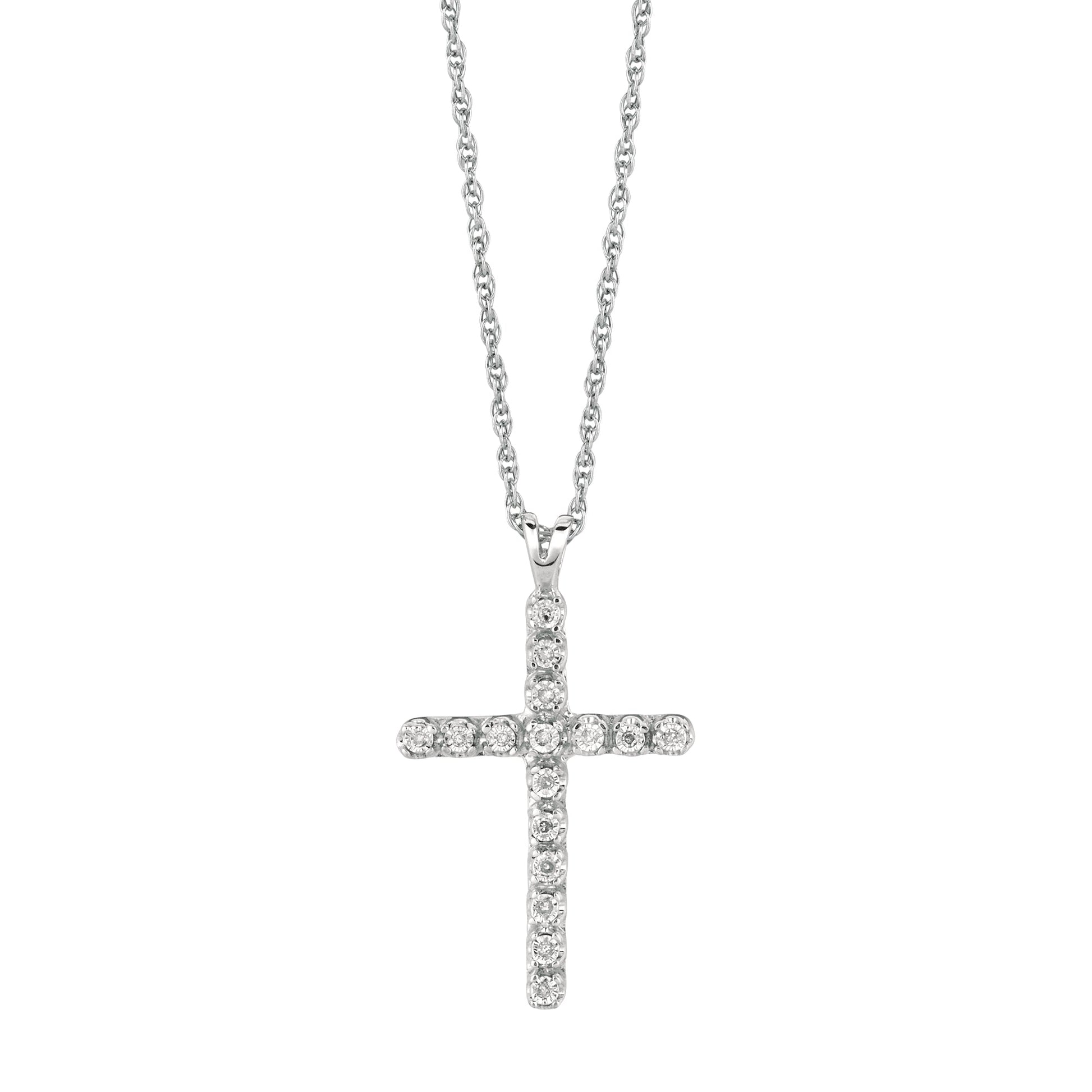 Royal Chain Silver .05ct Diamond Cross Necklace DAGP5074