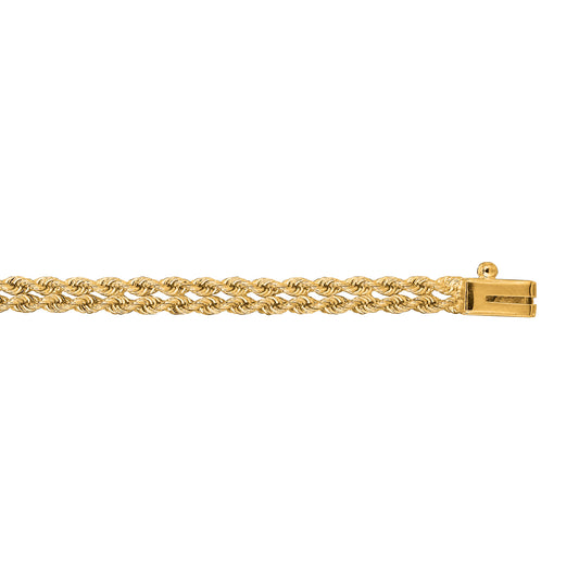 14K Gold 3.9mm Multi-Row Rope Chain Bracelet