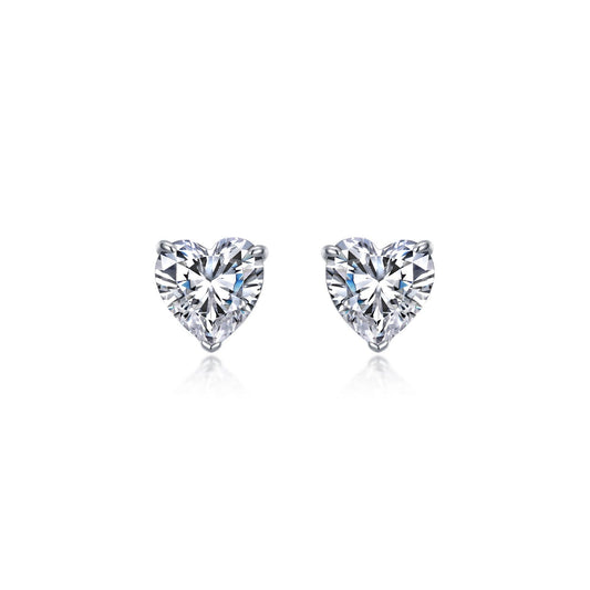 3.5 CTW Heart Solitaire Stud Earrings