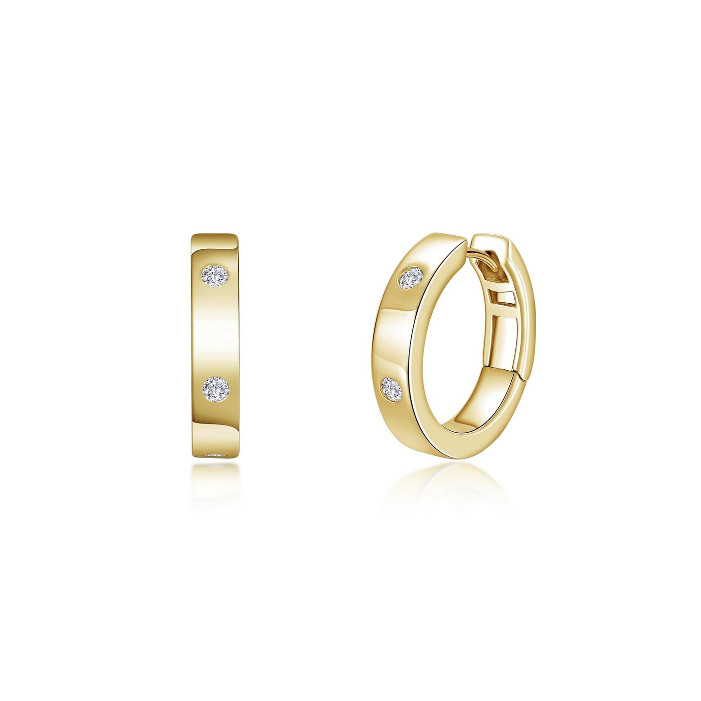 3-Stone Huggie Hoop Earrings