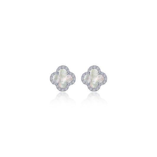 Lafonn 0.4 CTW Halo Stud Mother of Pearl Earrings