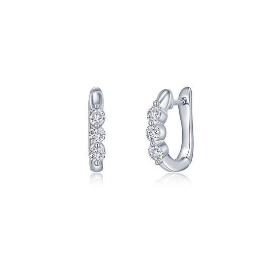 1.0 CTW 3-Stone Huggie Hoop Earrings