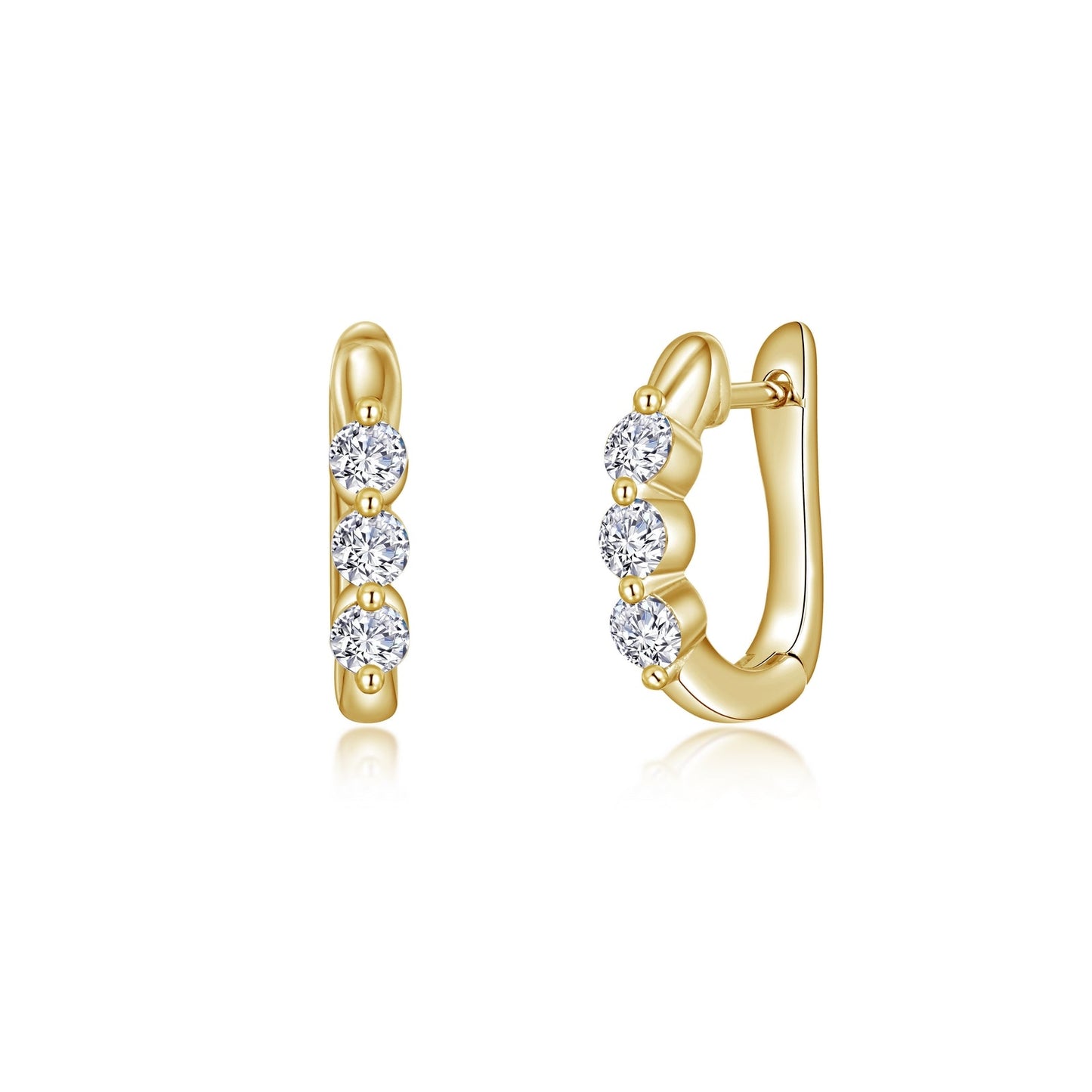 1.0 CTW 3-Stone Huggie Hoop Earrings