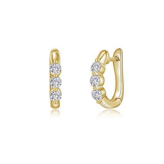 1.0 CTW 3-Stone Huggie Hoop Earrings