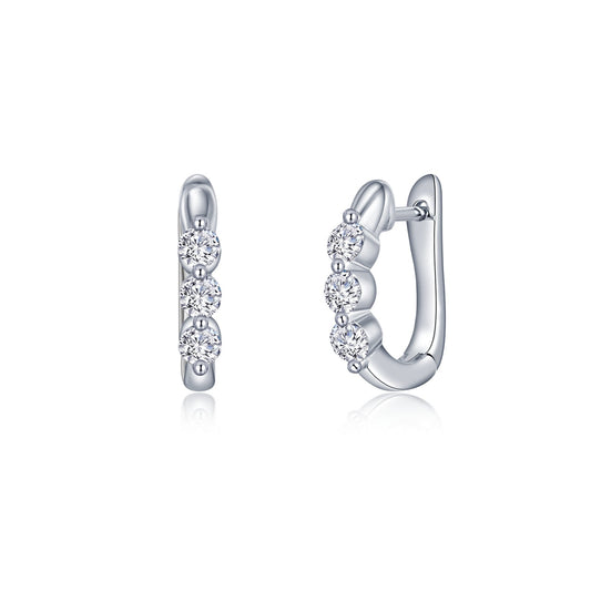 1.5 CTW 3-Stone Huggie Hoop Earrings