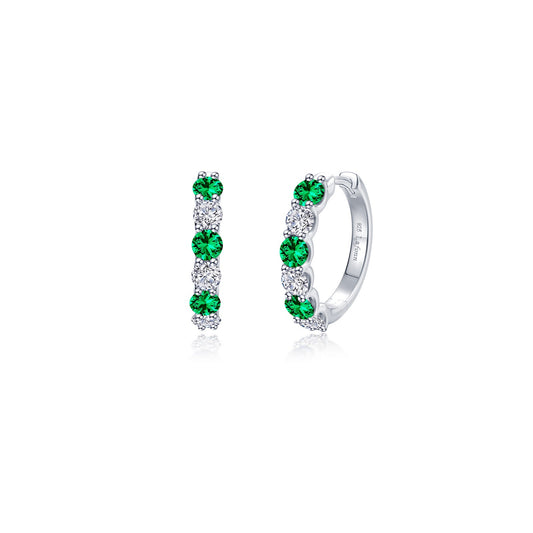 Lafonn Josie Emerald Hoop Earrings