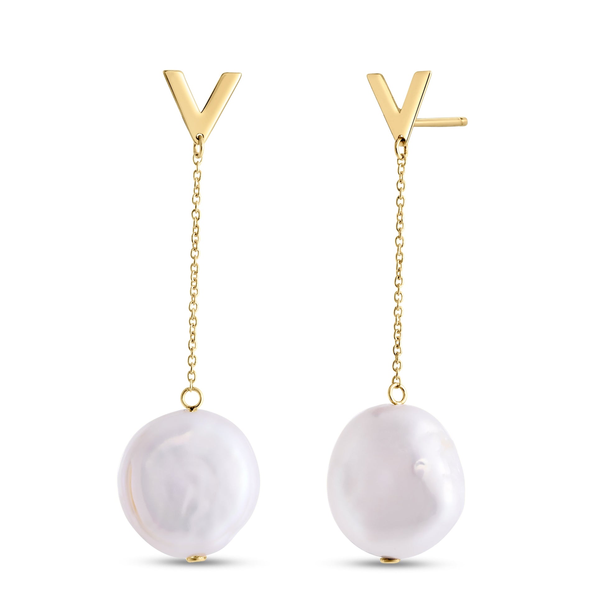 Royal Chain 14K Tesoro Pearl Drop Earrings E14750