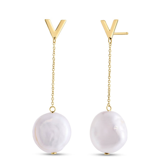 Royal Chain 14K Tesoro Pearl Drop Earrings E14750