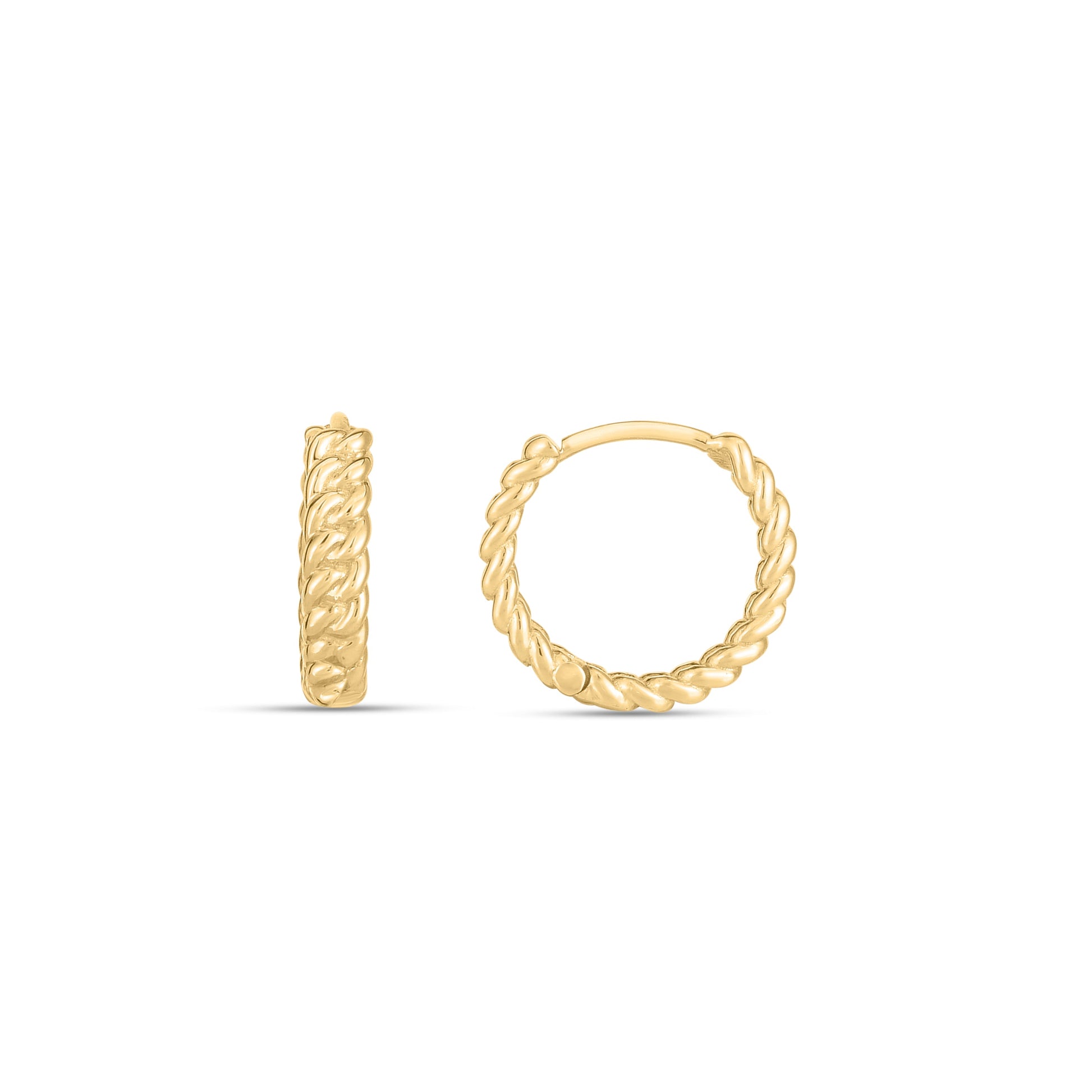 Royal Chain 14K Braided Huggie Hoops E14759