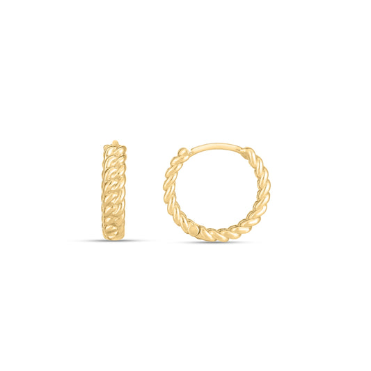 Royal Chain 14K Braided Huggie Hoops E14759