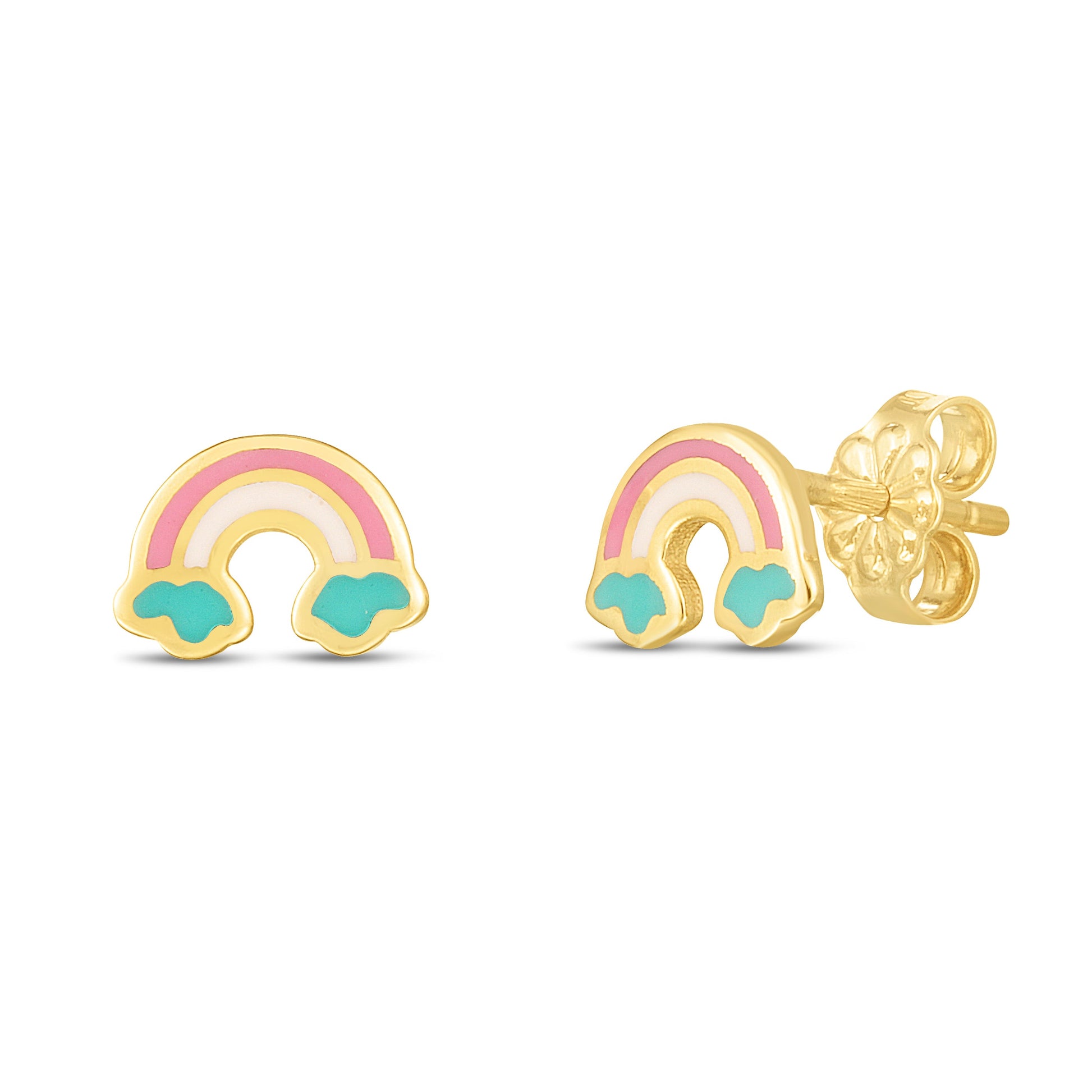 Royal Chain 14K Gold Rainbow Studs E14979