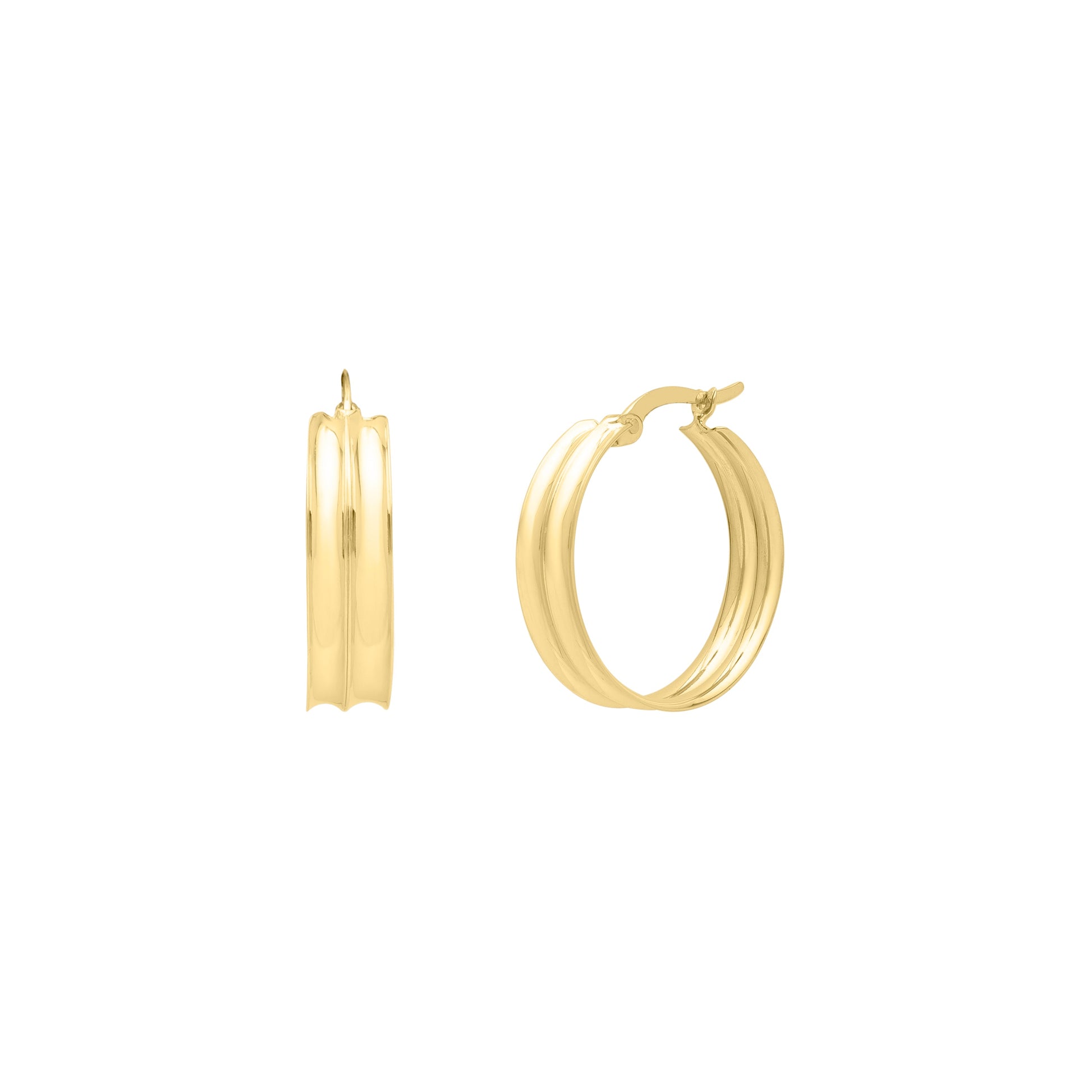 Royal Chain 14K Large Concave Hoops  E15001