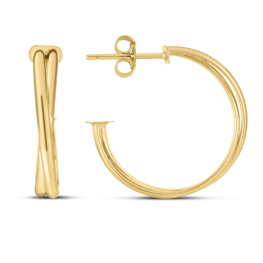 Royal Chain 14K Gold Large Crossover Hoops E15055