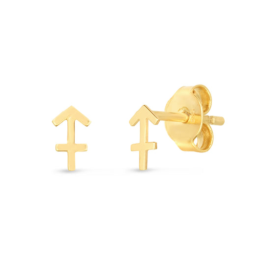 Royal Chain 14K Gold Sagittarius Studs E15074