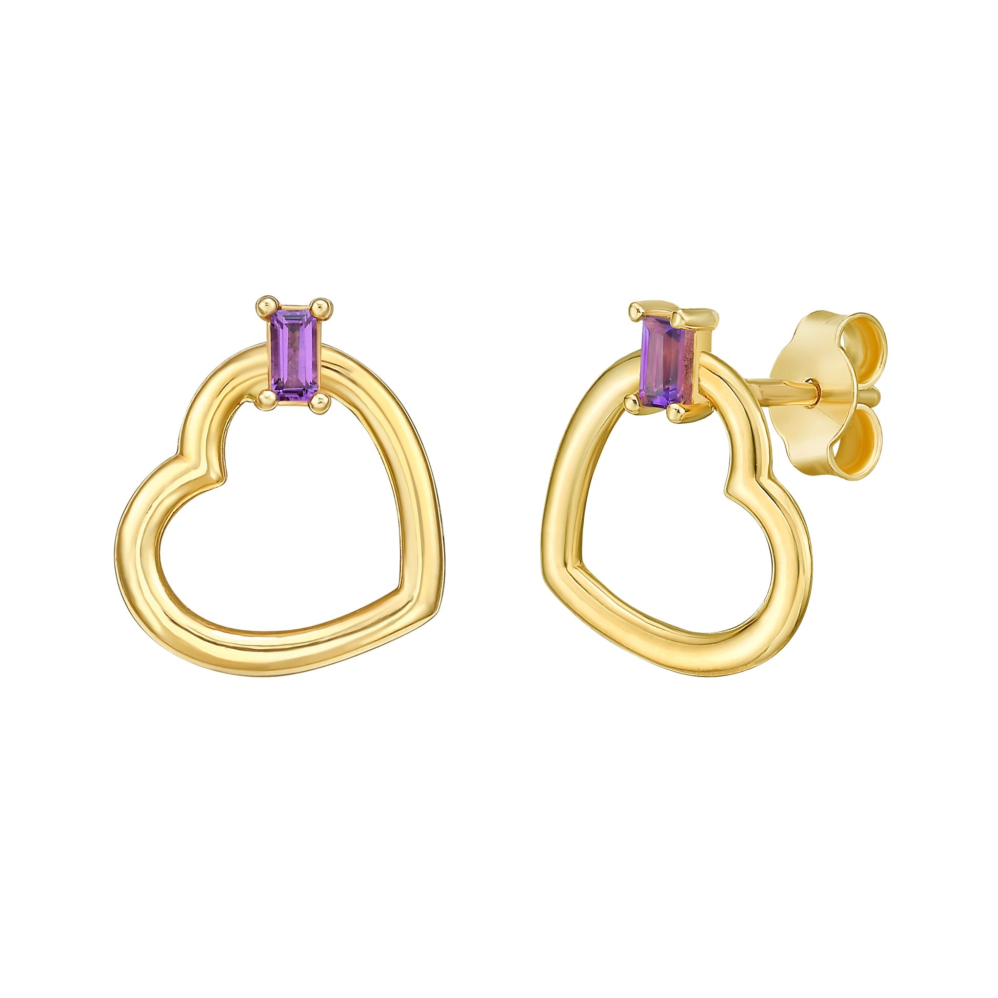 Royal Chain 14K Baguette Gemstone Heart Earrings E15077