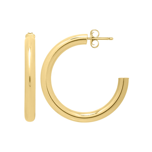 Royal Chain 14K Gold Round C Hoops E15405