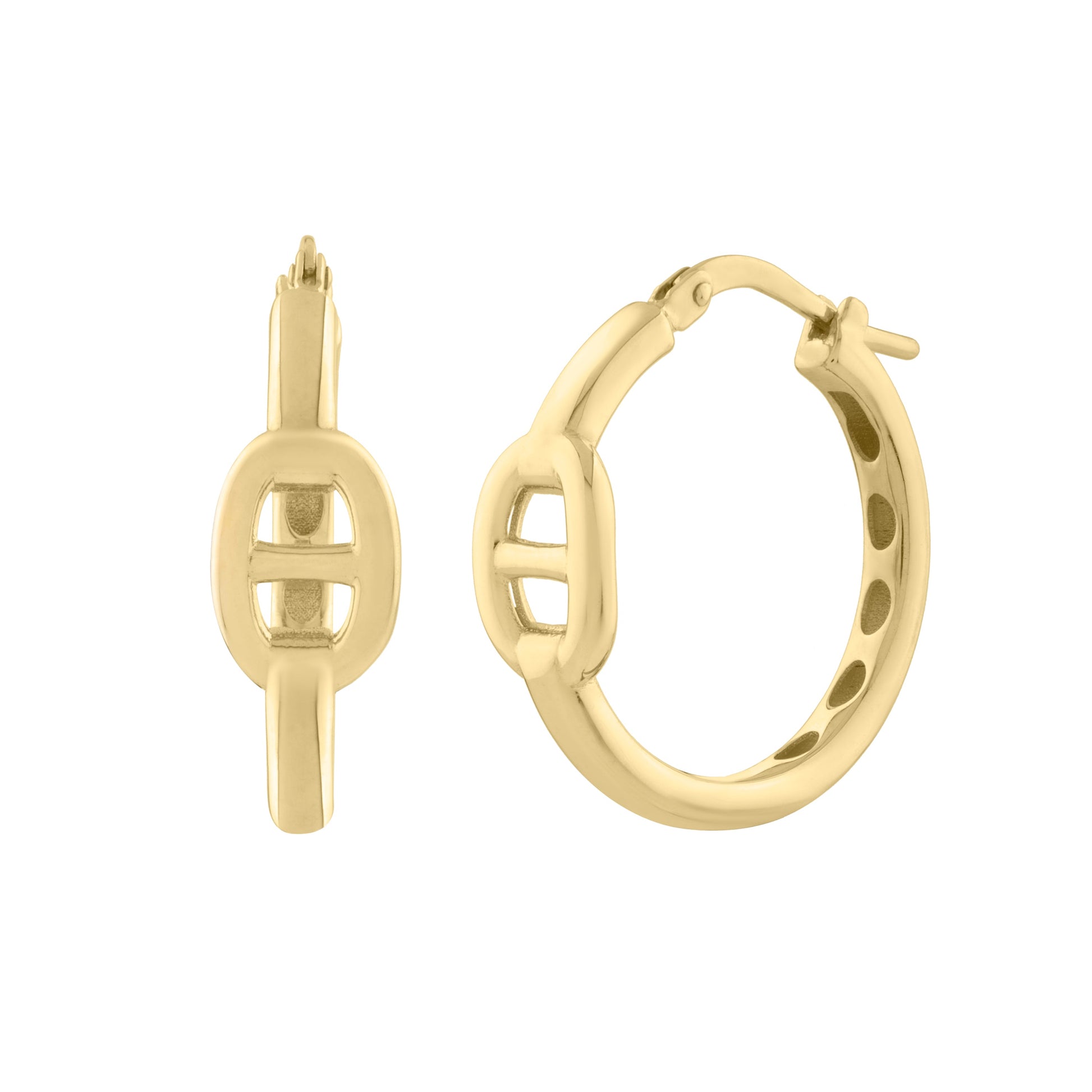 Royal Chain 14K Puff Mariner Hoops  E15498